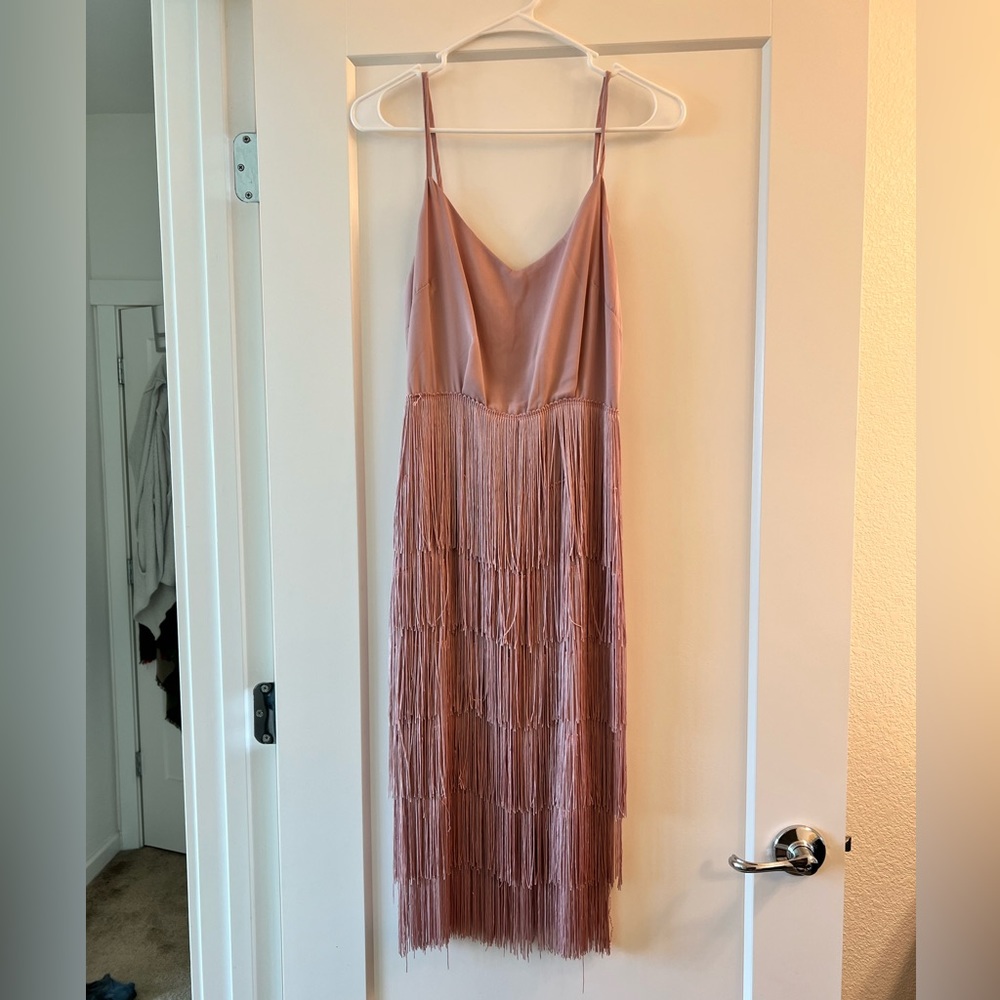 Pink boho frilly midi dress